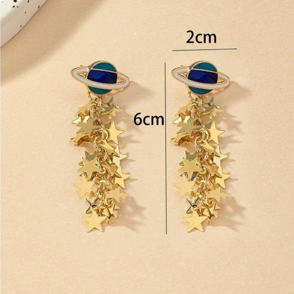 Planet and Star Dangle Earrings - Picture 5 of 5